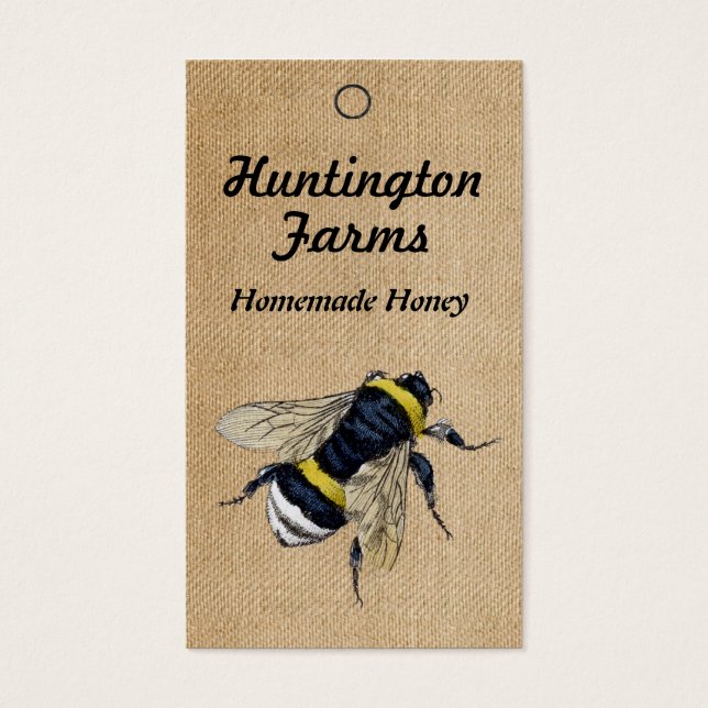Burlap Honey Bee Price Etiqueta (Frente)