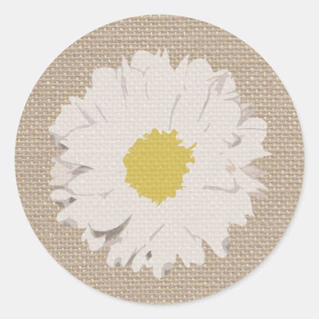 Burlap Inspired Daisy Pegatina (Anverso)