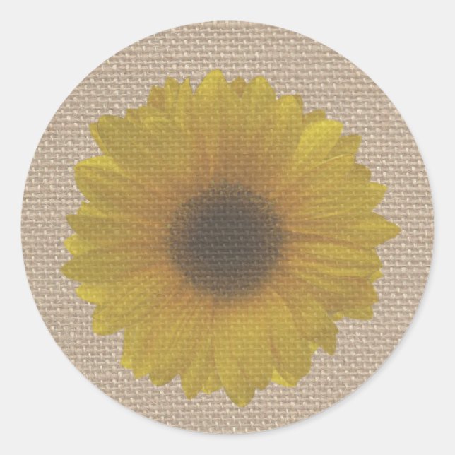 Burlap Inspired Sunflower Pegatina (Anverso)
