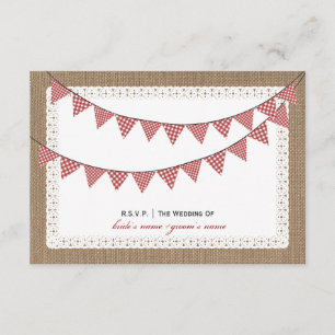 Burlap Inspiró a Red Gingham Bunting RSVP