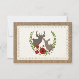 Burlap + Lace Inspirado Deer RSVP de Navidad