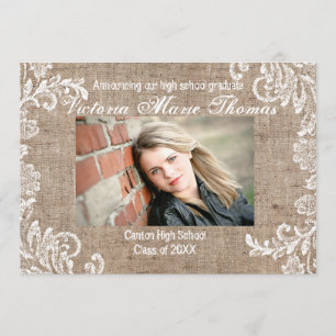 Burlap & Lace - Invitación de graduación
