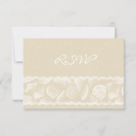 Burlap Lace y Sea Shell Wedding RSVP