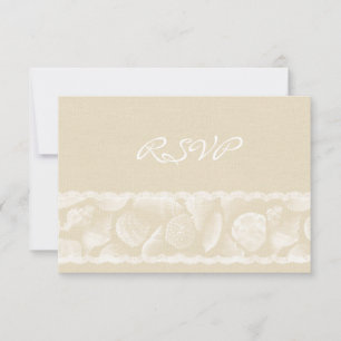 Burlap Lace y Sea Shell Wedding RSVP