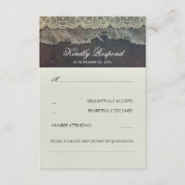 Burlap Lace y Wood Rustic Wedding RSVP