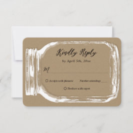 Burlap Mason Jar Wedding RSVP