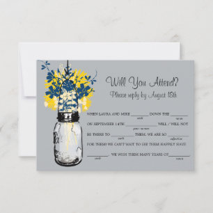 Burlap Mason Jar WildFlores LIB RSVP