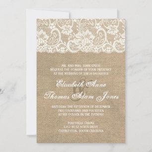 Burlap oscuro y la invitación a la boda rústica de