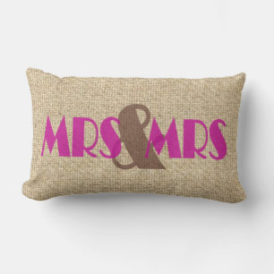 Burlap pink mrs boda almohada decorativa