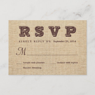 Burlap RSVP Respuesta de Bodas rusos
