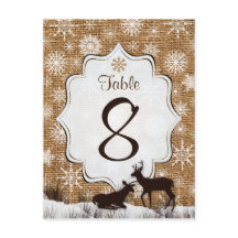 Burlap Rústico, Copos de Nieve, Tarjeta Número de