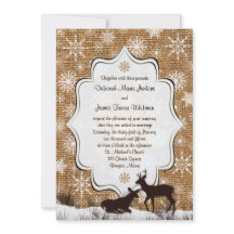 Burlap rústico, copos de nieve y la invitación a l