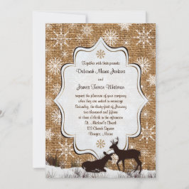 Burlap rústico, copos de nieve y la invitación a l