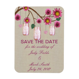 Burlap Rústico Mason Jars Salvar El imán De La Fec