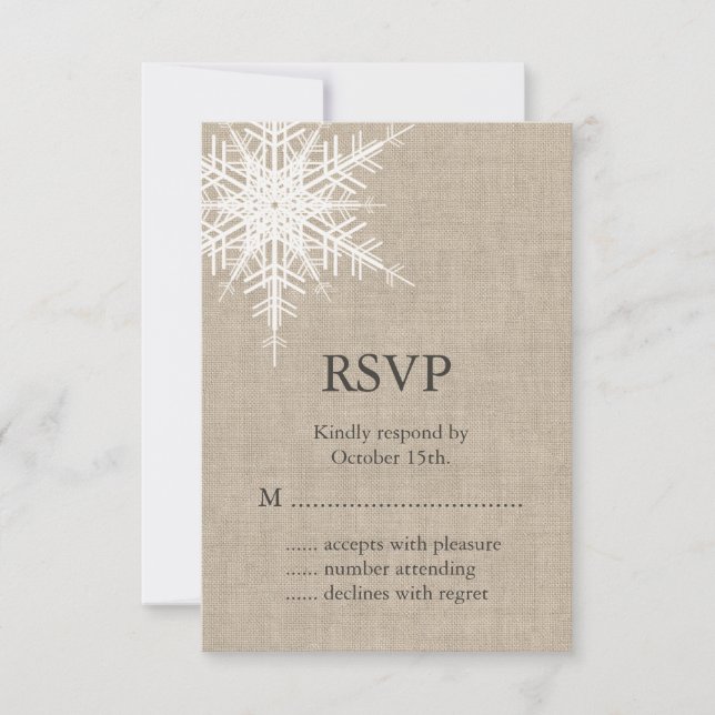 Burlap Snowflake RSVP (Anverso)