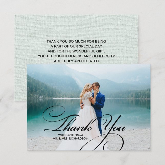 Burlap Textos Gracias Boda Tarjetas Fotográficas (Anverso / Reverso)