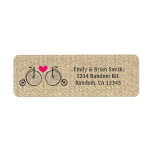 Burlap vintage bikes personalizado etiquetas de la