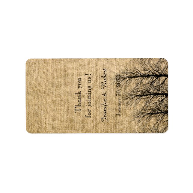 Burlap y Birch Posh Boda Lip Balm Etiqueta (Frente)