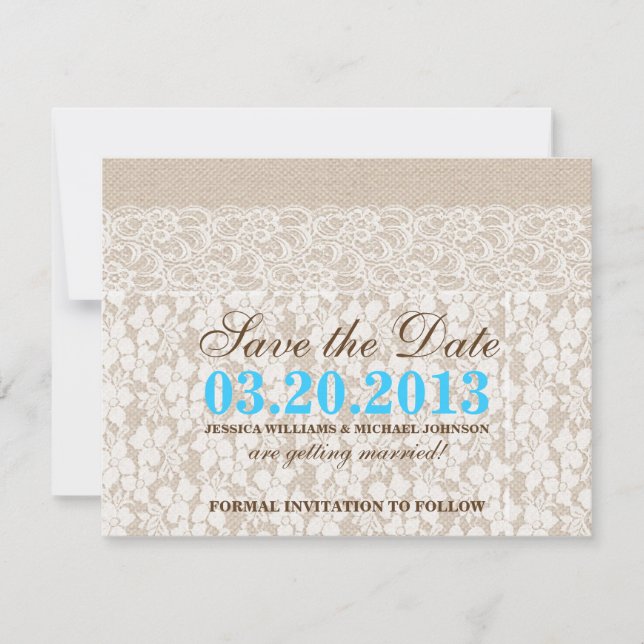 Burlap y Lace | Reserva la fecha (Anverso)