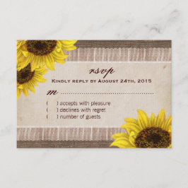 Burlap y Lace, tarjetas RSVP de girasol