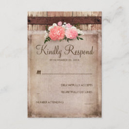 Burlap y Rustic Wood Floral Wedding RSVP
