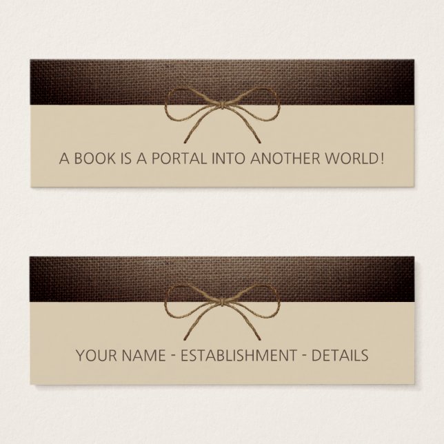 Burlap y Twine Bow Bookmark rusos (Anverso y reverso)