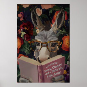 Burro Caprichoso Leyendo Arte de Impresión de Libr