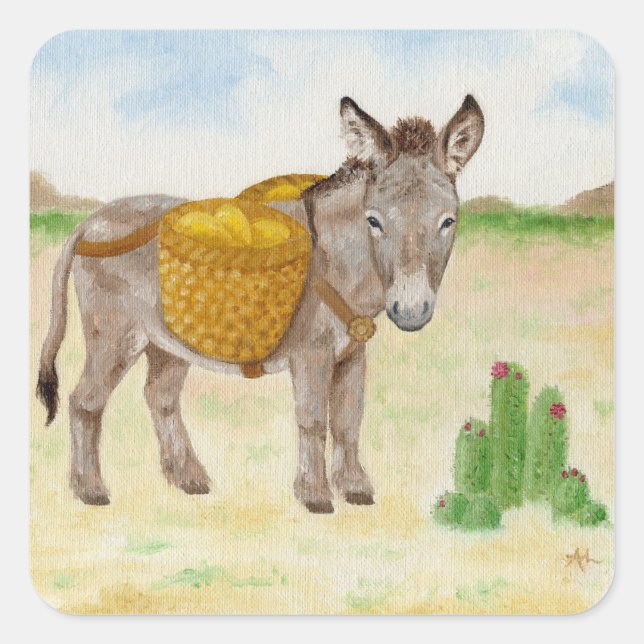 Burro con pegatina de cesta (Anverso)