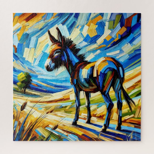 Burro en el rompecabezas de 600 piezas en Grasslan (Vertical)