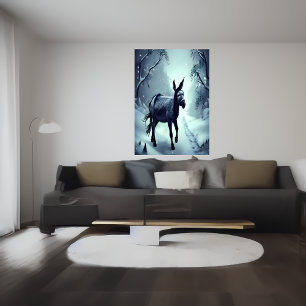 Burro en la montaña nevada   Poster de arte de IA