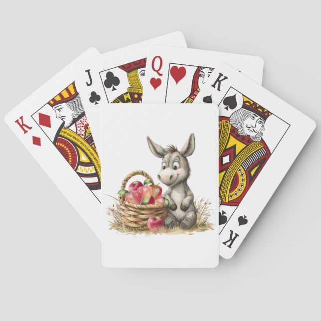 Burro lindo con manzanas jugando cartas (Reverso)