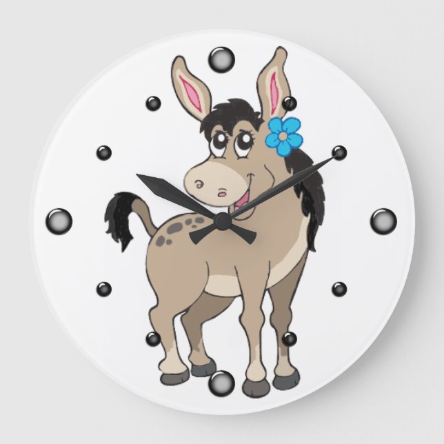 Burro lindo con reloj de pared de flores (Anverso)