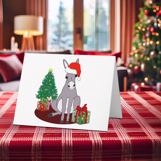 Burro lindo del navidad (Cute Christmas Donkey Blank Note Holiday Card)