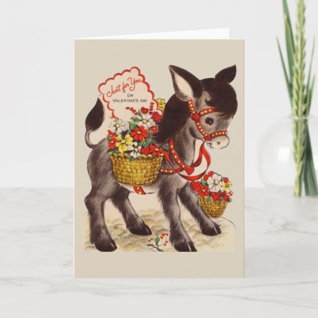 Burro retro con la tarjeta de felicitación de la (Anverso)