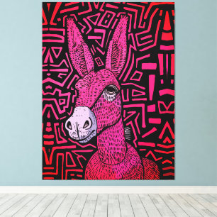 Burro Tribal de Neón – Arte de Pared Audaz y Psico
