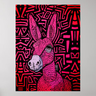 Burro Tribal de Neón – Arte de Pared Audaz y Psico