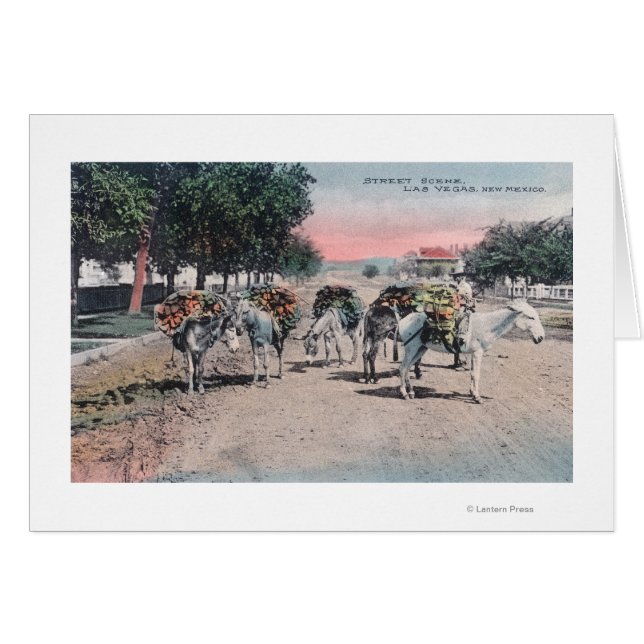 Burros cargados en la calle Las Vegas, NM (Anverso (Horizontal))