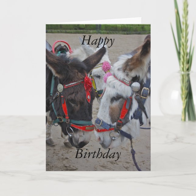 Burros en la tarjeta del feliz cumpleaños de la (Anverso)