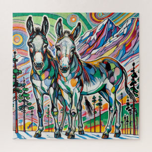 Burros entre el rompecabezas de 600 piezas