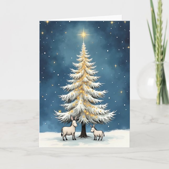 Burros y árbol de Navidad (Anverso)