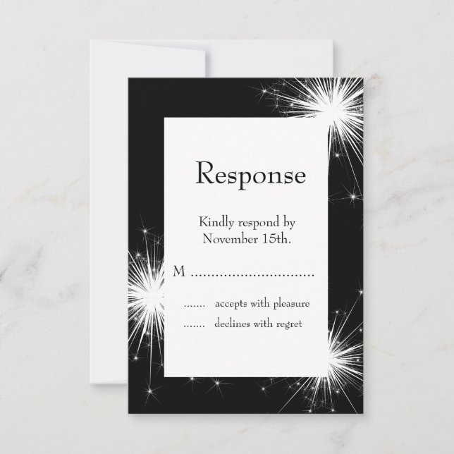 Burst of Sparkles RSVP (negro) (Anverso)