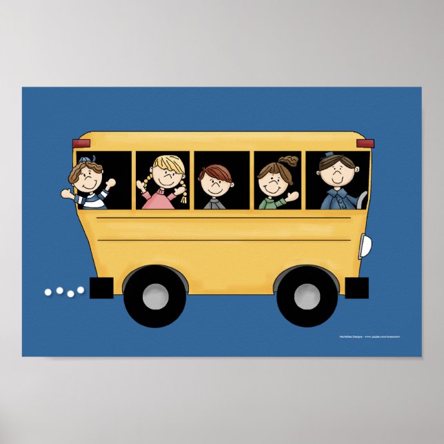 Bus escolar con impresión D2 de Poster de conducto (Frente)