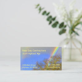 Bus. Tarjeta - Doble arco iris sobre árboles