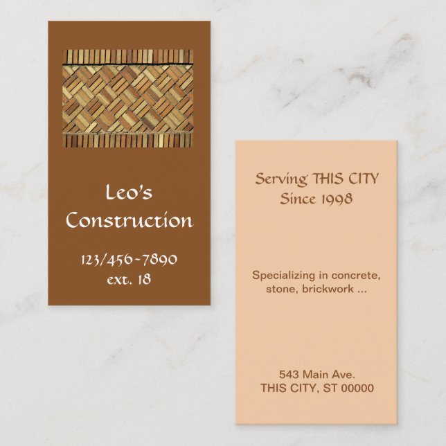 Bus. Tarjeta - Elemento de ladrillo (Anverso / Reverso)