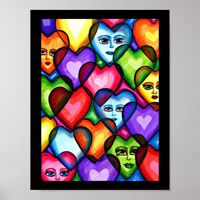 Buscando amor Resumen corazones arte original (Frente)