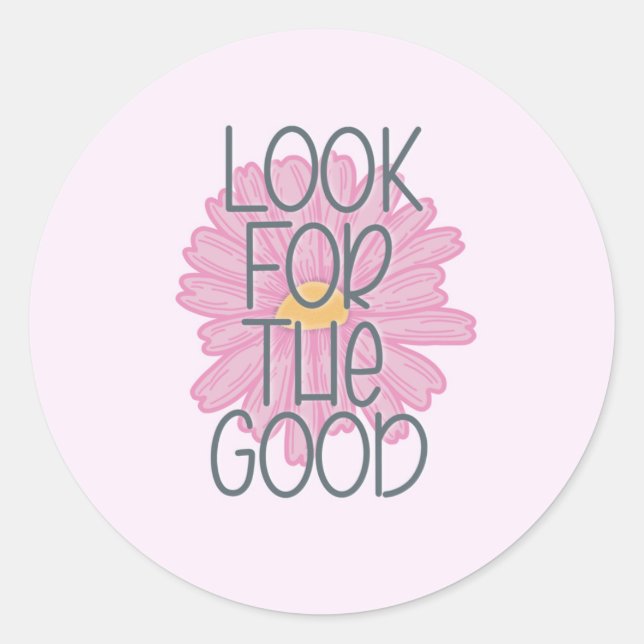 Buscar al buen Pegatina rosa redondo (Anverso)