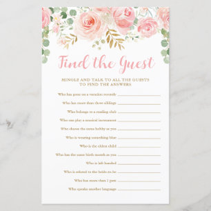 Buscar la tarjeta de juego Baby Shower de invitado