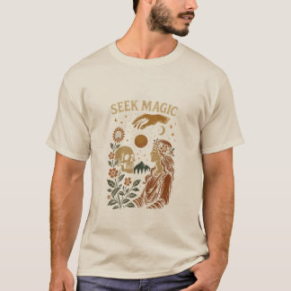 Buscar Magia – Camiseta Vintage Mística de Cráneo