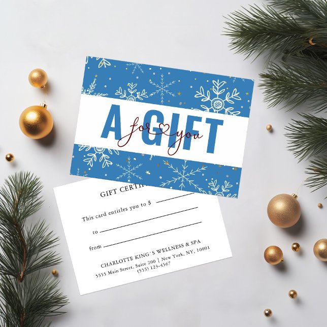 BUSINESS GIFT CERTIFICATE | Christmas Snow Pattern (Subido por el creador)