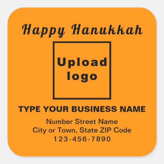 Business Hanukkah Naranja Pegatina cuadrado de col (Anverso)